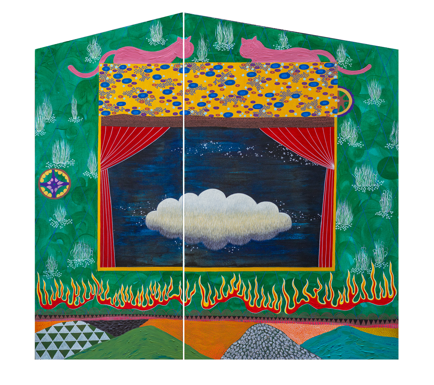 Night Song (Diptych), Abstract Painting by Imran Mughal, Acrylic on Canvas, 36 x 37 inches
