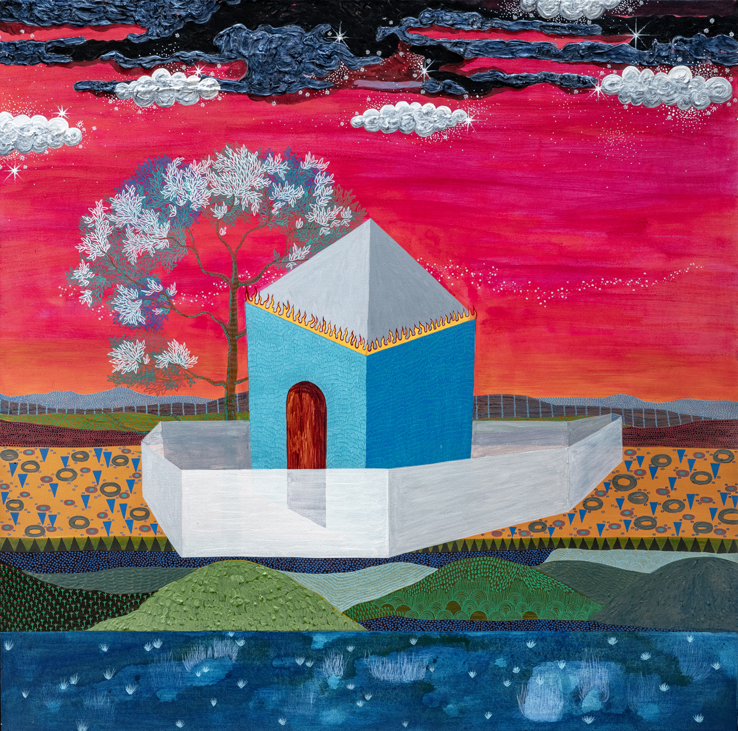 Where Lost Stories Bloom, Abstract Painting by Imran Mughal, Acrylic on Canvas, 36 x 36 inches