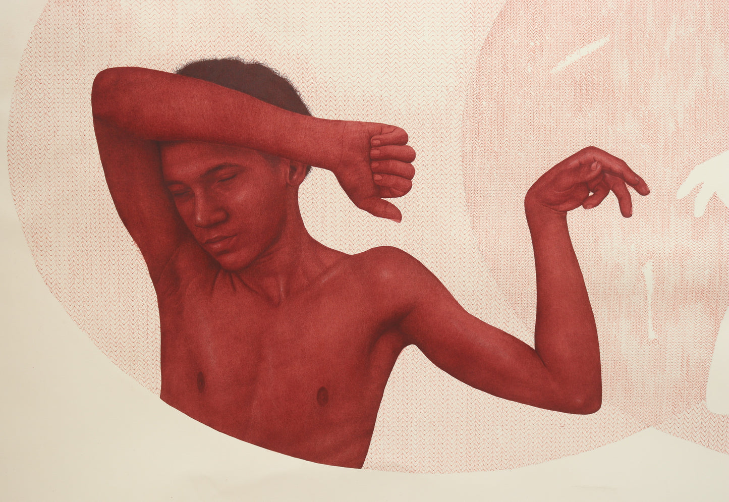 Mirror Silhouette 37, Figurative Painting by Jawad Ahmed Jan, Gouache & Archival Pen on Paper, 60 x 36 inches