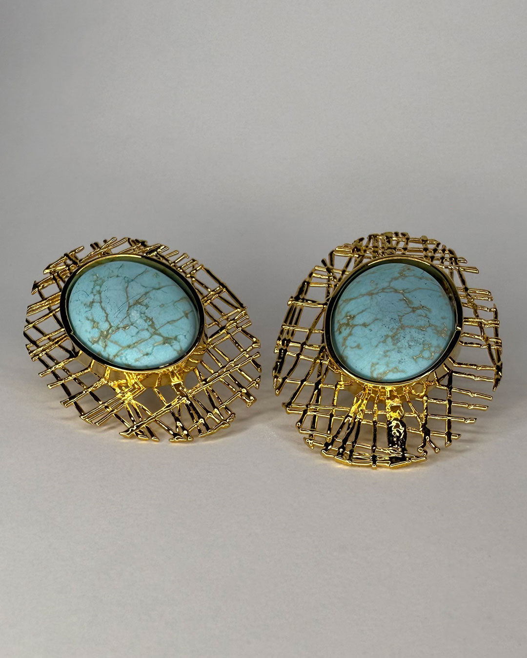Turquoise - Earring by Shakil Ismail, Turquoise on 18k Gold Plated Bronze