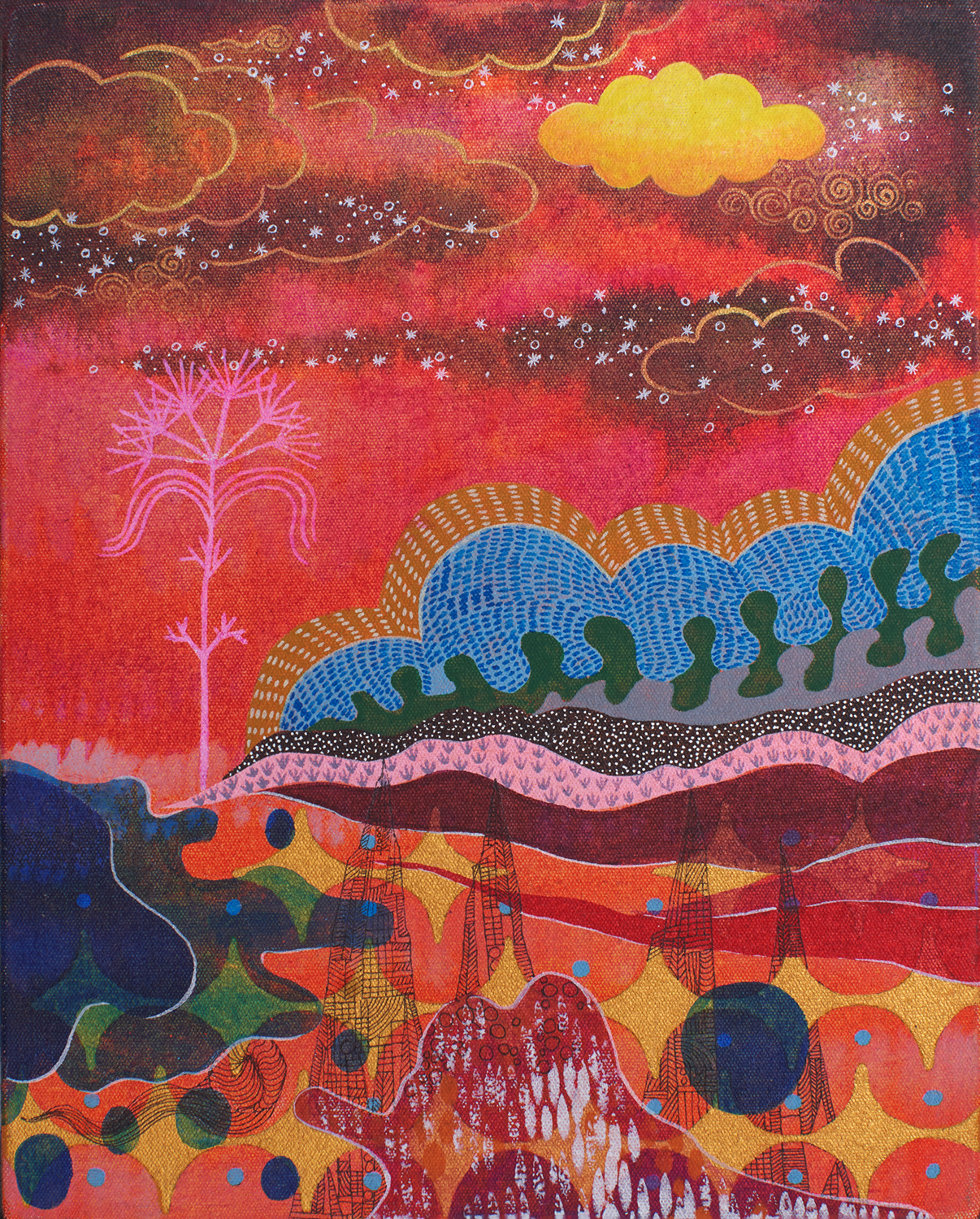 Diary of Love-II, Abstract Painting by Imran Mughal, Acrylic on Canvas, 8 x 10 inches