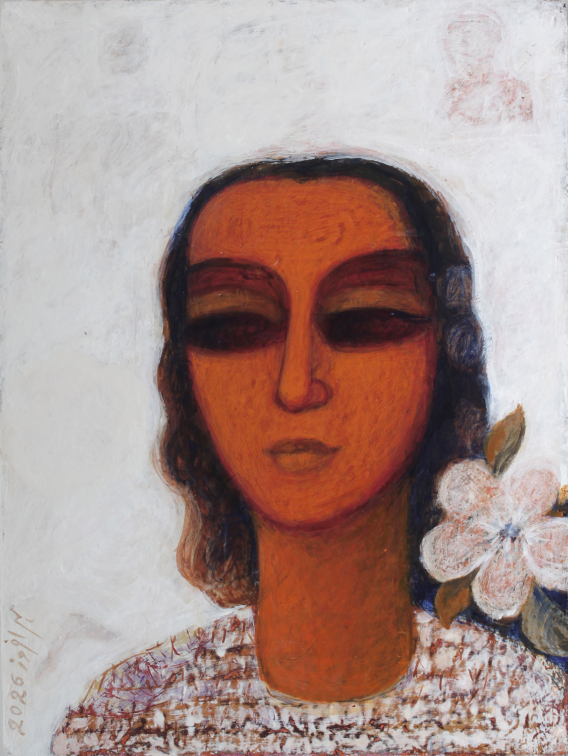 Khawabeeda-I, Portrait Painting by Meher Afroze, Acrylics on Canvas, 12 x 16 inches