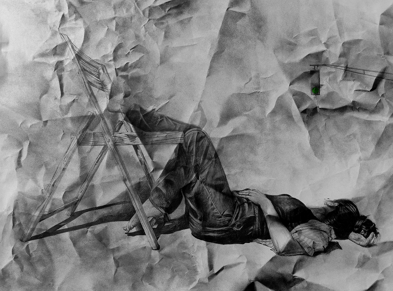 Go Go Go, Figurative Painting by Abdul Mannan, Mixed Media on Paper, 29 x 20 inches