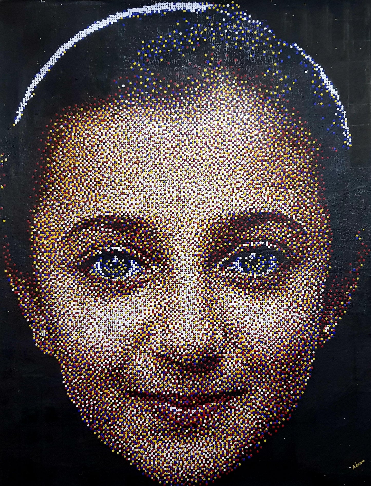 "Golden Smile", Portrait Painting by Adnan Khan, Oil on Canvas, 40 x 44 inches