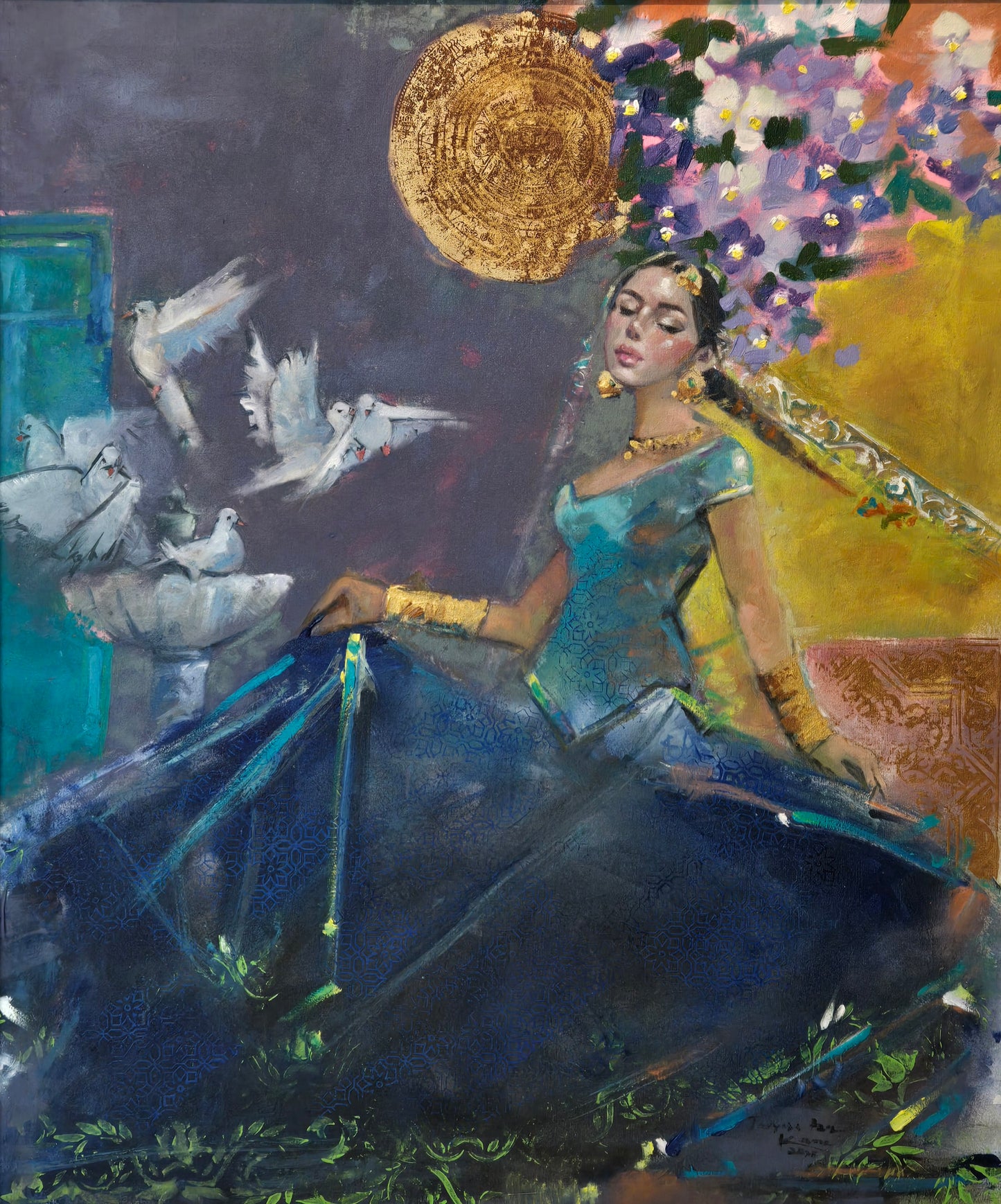 Untitled, Figurative Painting by Tayyaba Aziz, Oil & Acrylic on Canvas, 30 x 36 inches