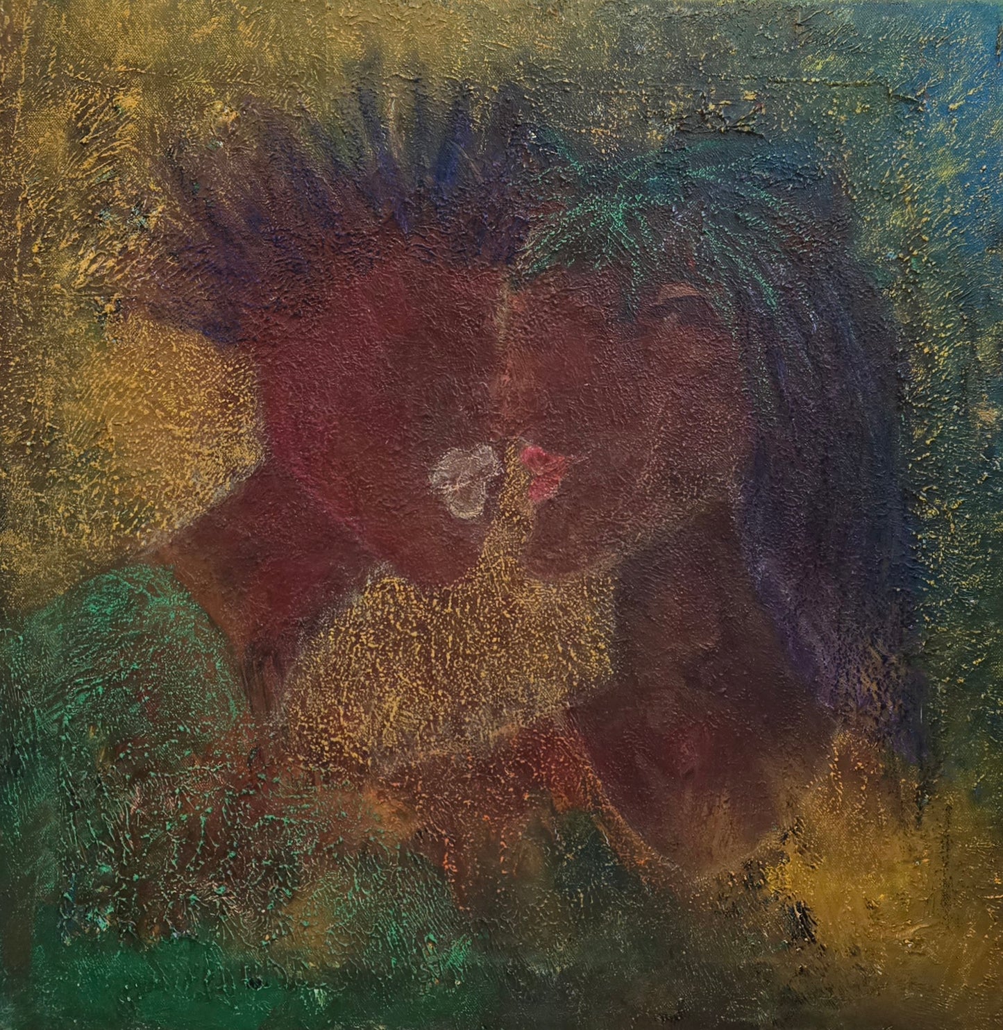 Untitled, Abstract Painting by Arjumand Faisel, Oil Pastels on Canvas, 24 x 24 inches