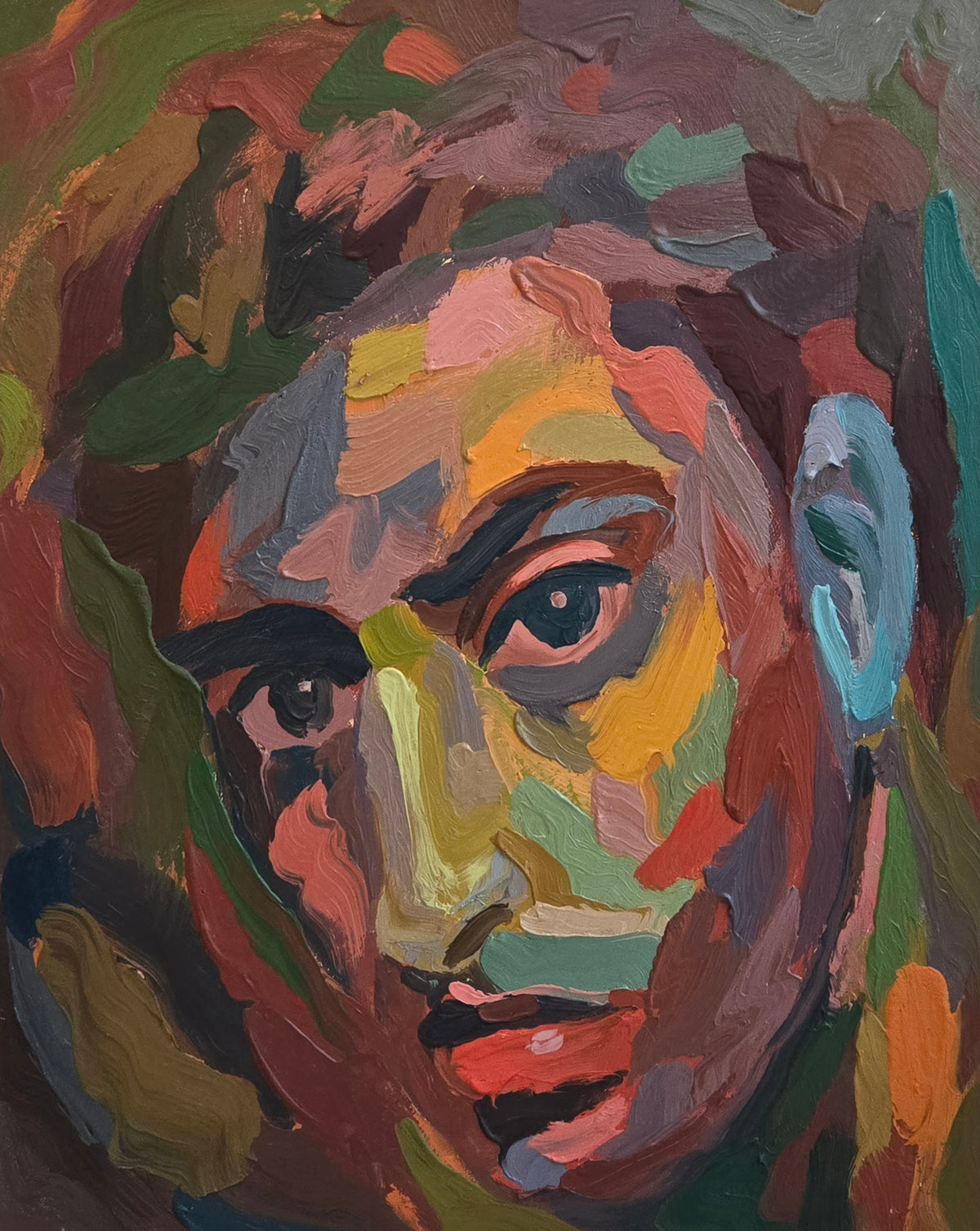 Portrait Painting by Tayyeb Munawar, Oil on Canvas, 16 x 20 Inches