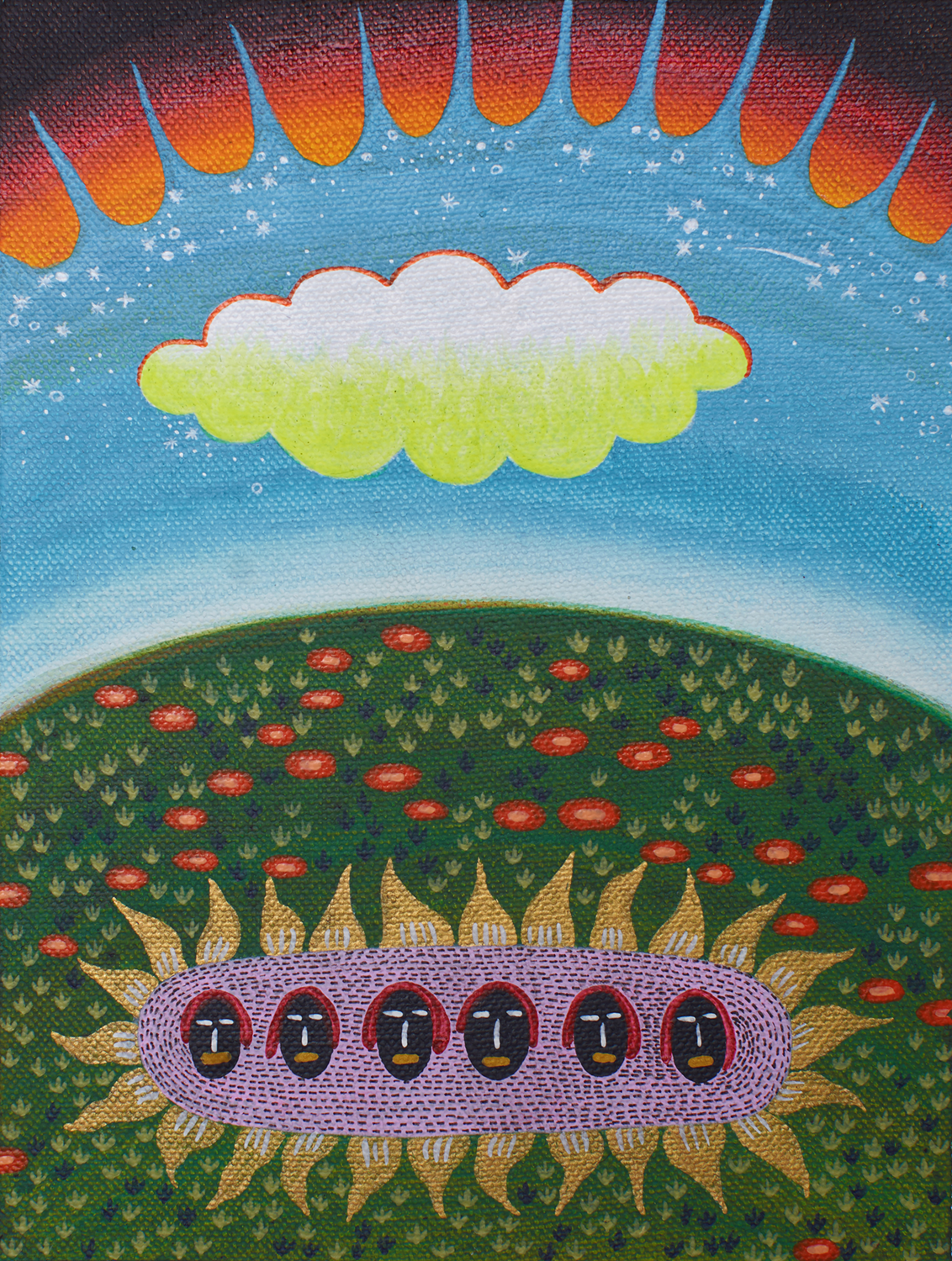 Ancient History, Abstract Painting by Imran Mughal, Acrylic on Canvas, 6 x 8 inches