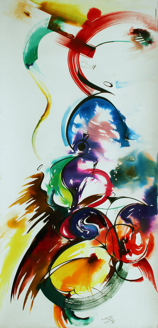 Untitled, Abstract Painting by Fariya Zaeem, Mixed Media on Paper, 29 x 60 inches
