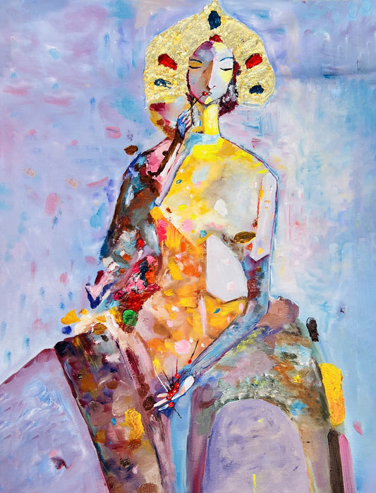 Untitled, Figurative Painting by Zobia Shah, Oil on Canvas, 15 x 22 inches