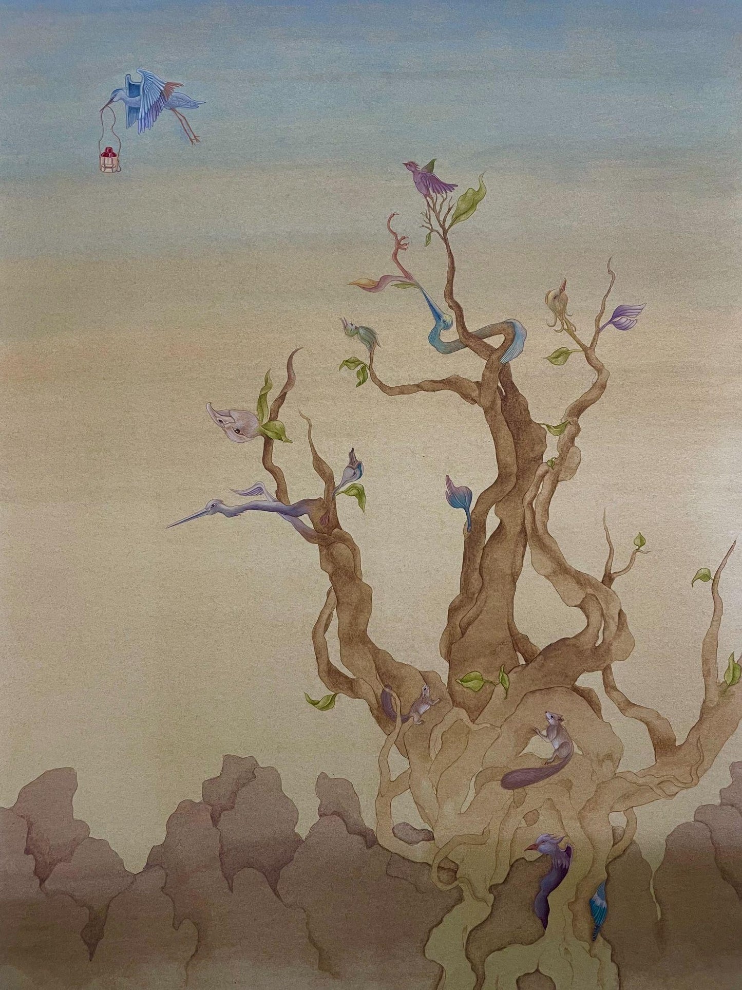 Time for School, Painting by Khizra Tanvir, Gouache & Watercolour on Wasli, 14 x 18 inches