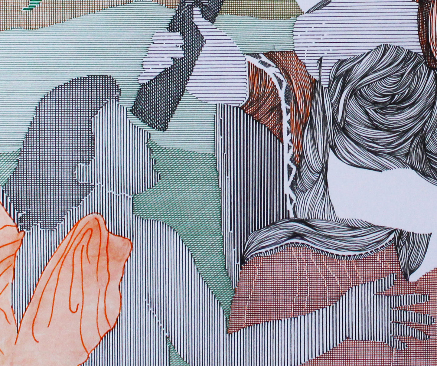 A Timeless Thread-IV, Figurative Painting by Ramsha Rubbani, Gouache & Ink on Acid Free Paper, 23.5 x 16.5 Inches