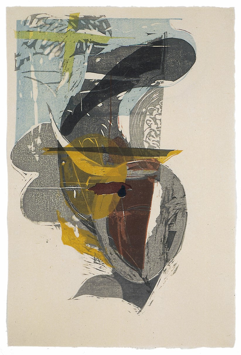 "Scent of butterfly dreams soaking the edges of spaces in between", Abstract Print by Shahida Mansoor, Mokuhanga on Washi paper, 23.6 x 35.4 inches
