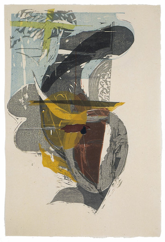 Scent of butterfly dreams soaking the edges of spaces in between, Abstract Print by Shahida Mansoor, Mokuhanga on Washi paper, 23.6 x 35.4 inches