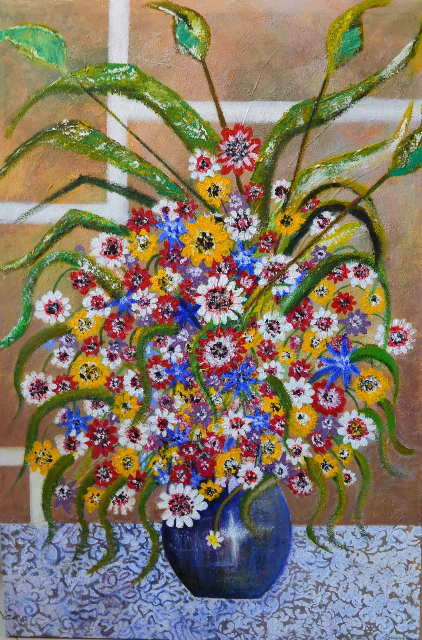 Untitled, Floral Painting by Samina Arjumand, Oil on Canvas, 24 x 36 inches.