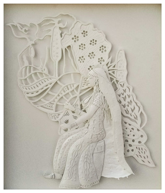 Intizar, Figurative Painting by Farah Anwer, Mixed Media on Paper, 15 x 17 inches.