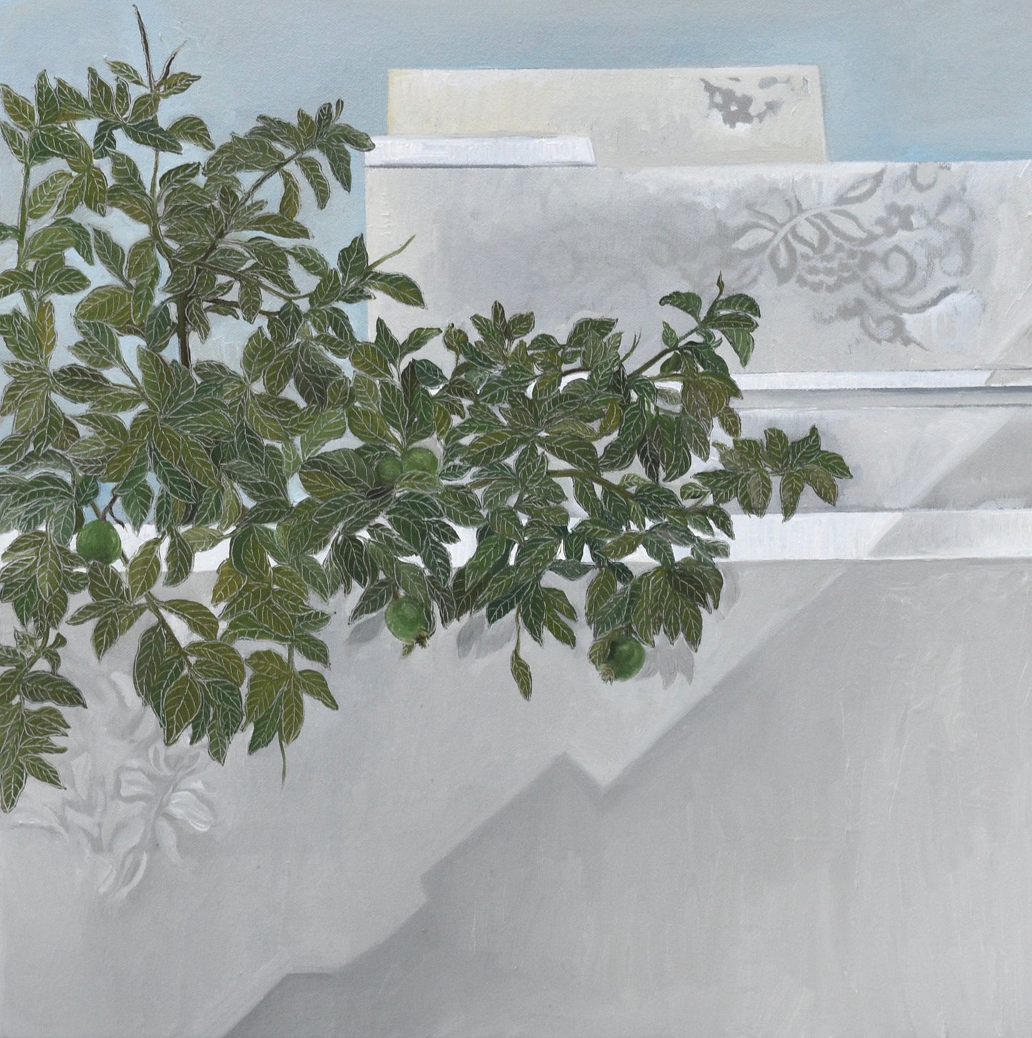 Guava Tree II, Painting by Sadaf Naeem, Oil on Canvas, 13 x 13 Inches