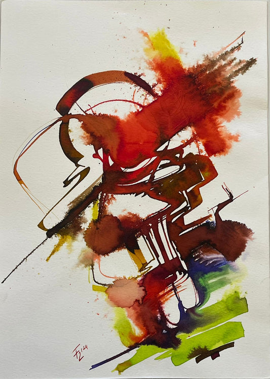 Untitled, Abstract Painting by Fariya Zaeem, Mixed Media on Paper, 10 x 14 inches