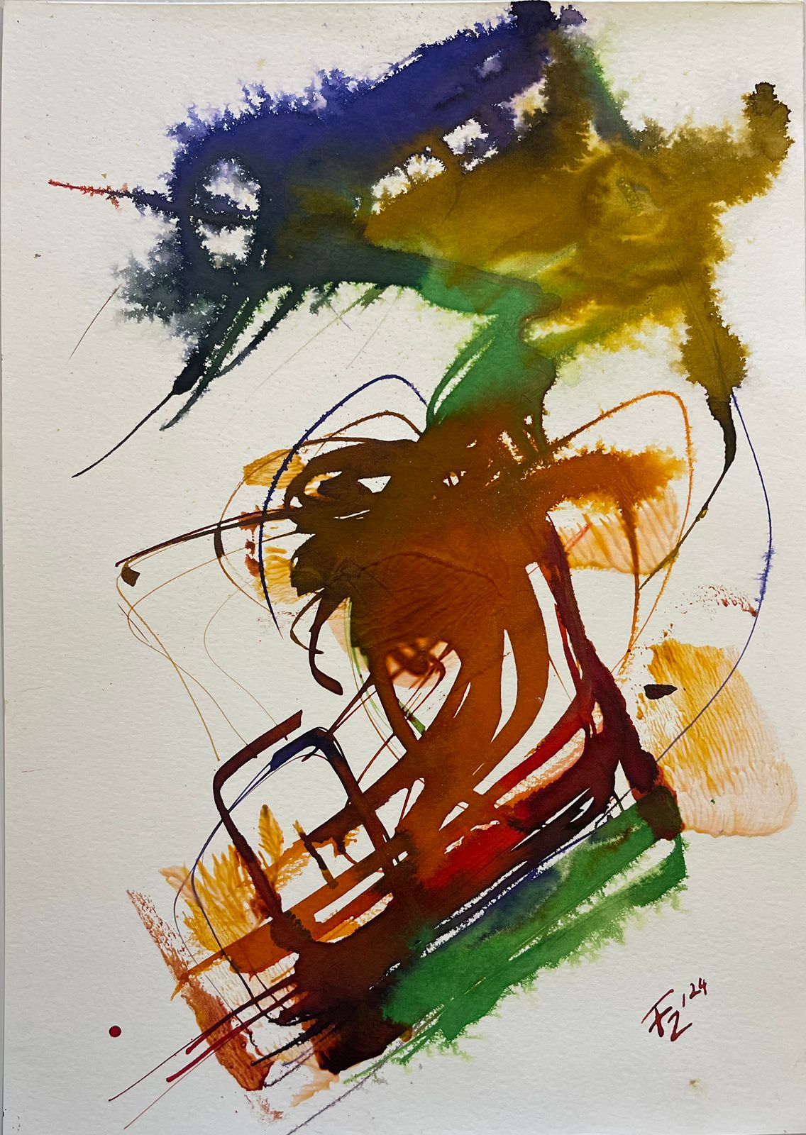 Untitled, Abstract Painting by Fariya Zaeem, Mixed Media on Paper, 10 x 14 inches