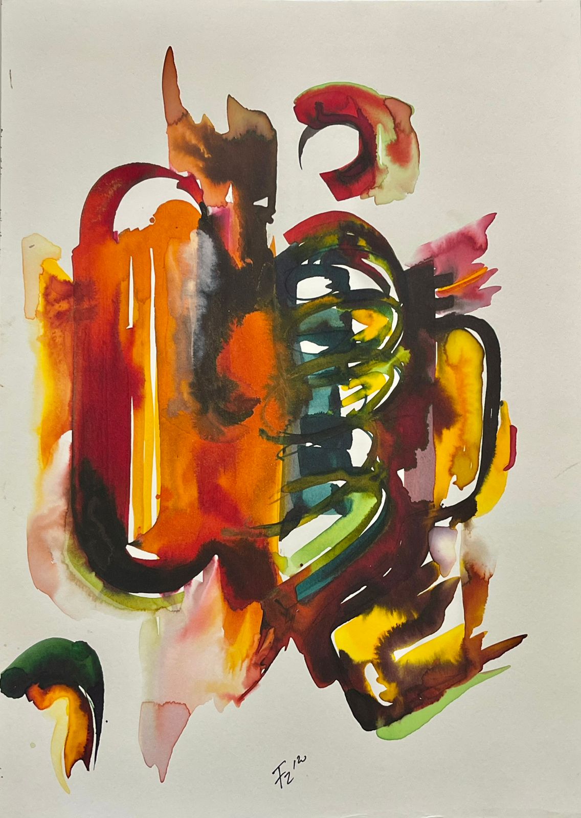 Untitled, Abstract Painting by Fariya Zaeem, Mixed Media on Paper, 10 x 14 inches