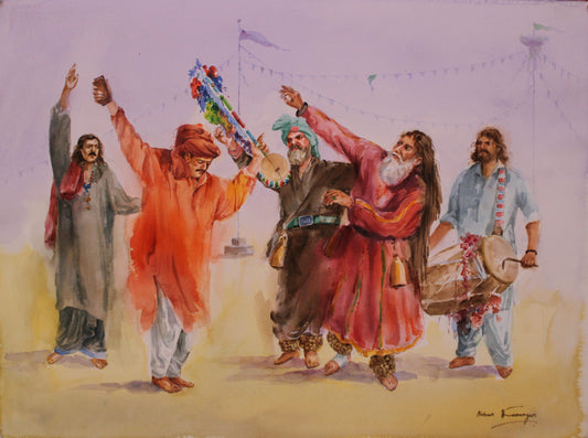 Malang, Figurative Painting by Abbas Kamangar, Watercolor on Paper, 30 x 22 inches