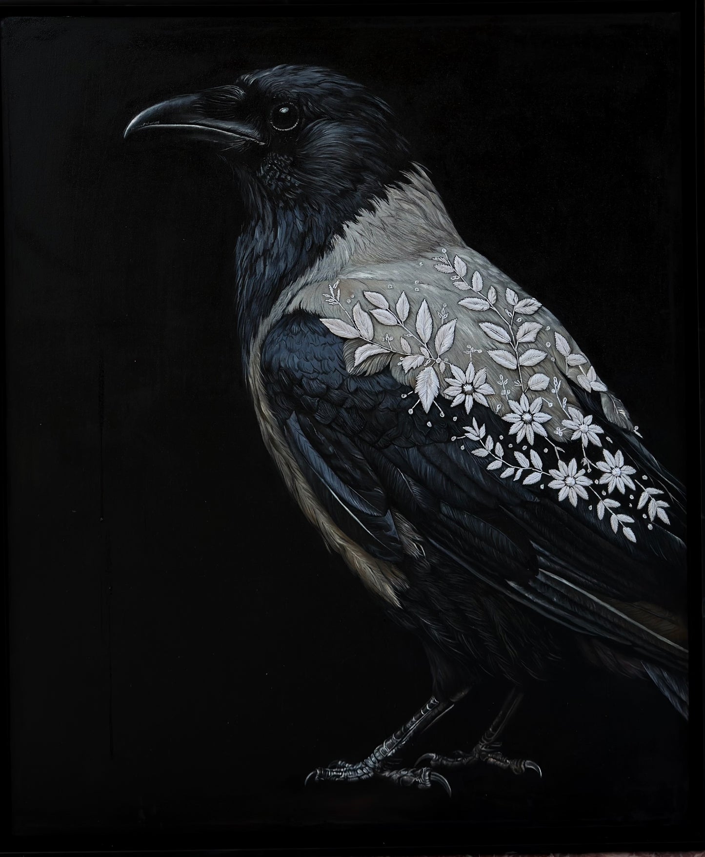Threaded, Figurative Painting by Nimrah Khatana, Oil & Hand Embroidery on Canvas, 30 x 36 inches