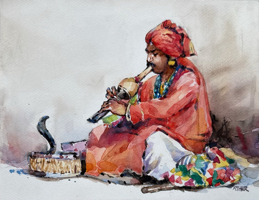 Untitled, Figurative Painting by Ather Jamal, Watercolour on Paper, 12 x 9 inches