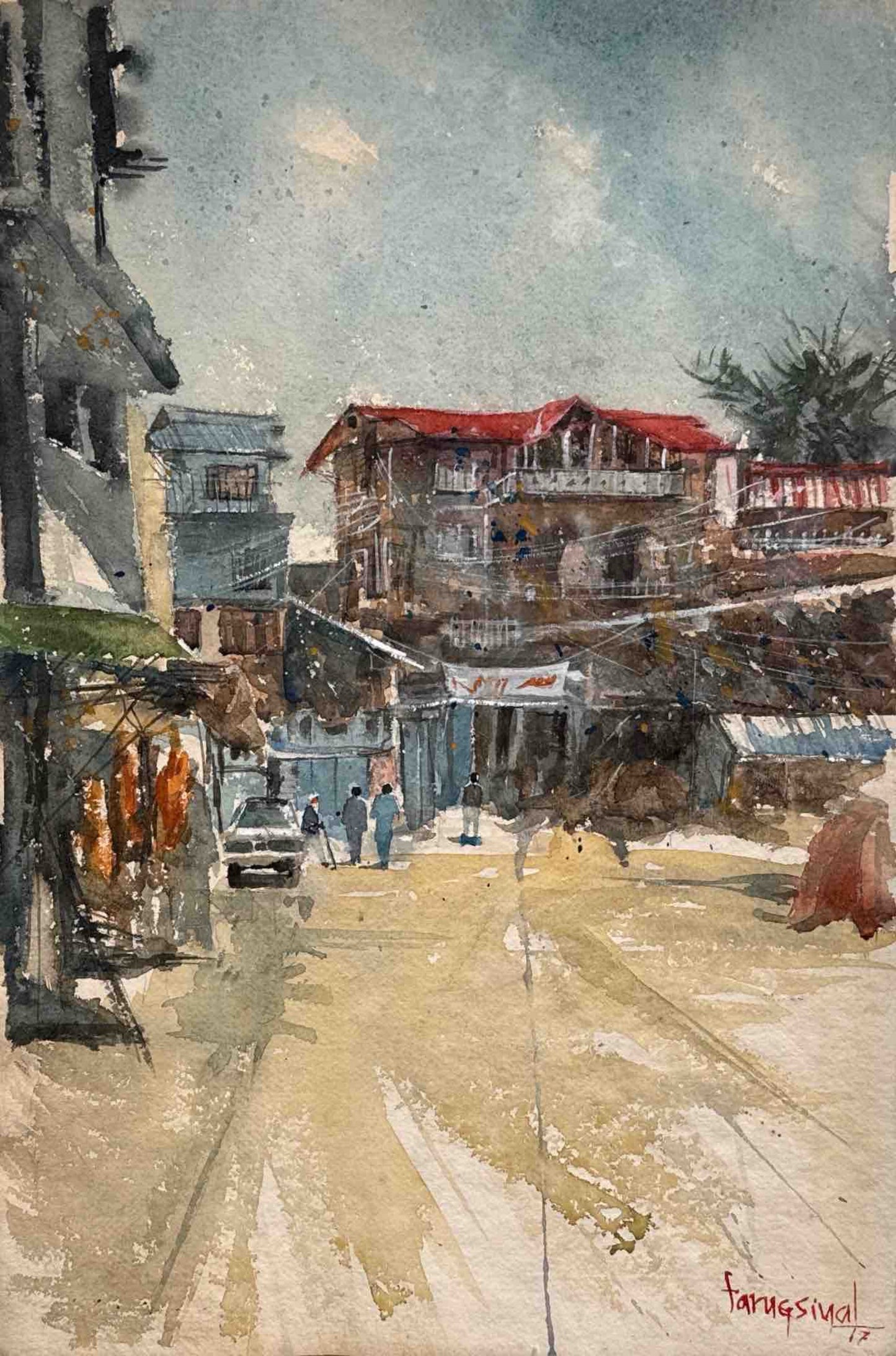 Untitled, Cityscape Painting by Faruq Siyal, Oil on Paper, 15 x 22 inches