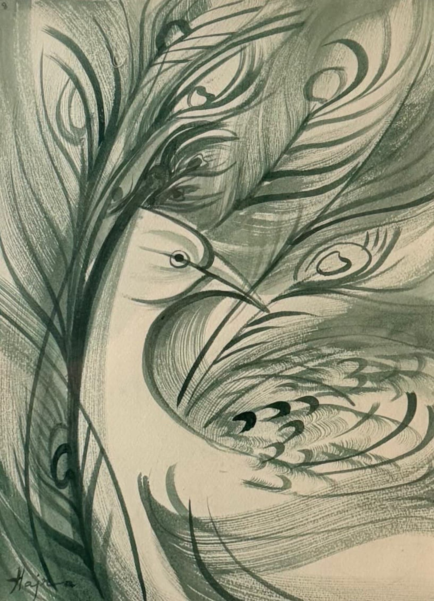 Untitled, Animal Painting by Hajra Mansoor, Acrylic on Canvas, 11 x 15.5 inches