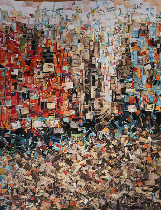 Urban Soulscape - I, Cityscape Painting by Anila Zulfiqar, Montage on Paper, 20 x 30 inches