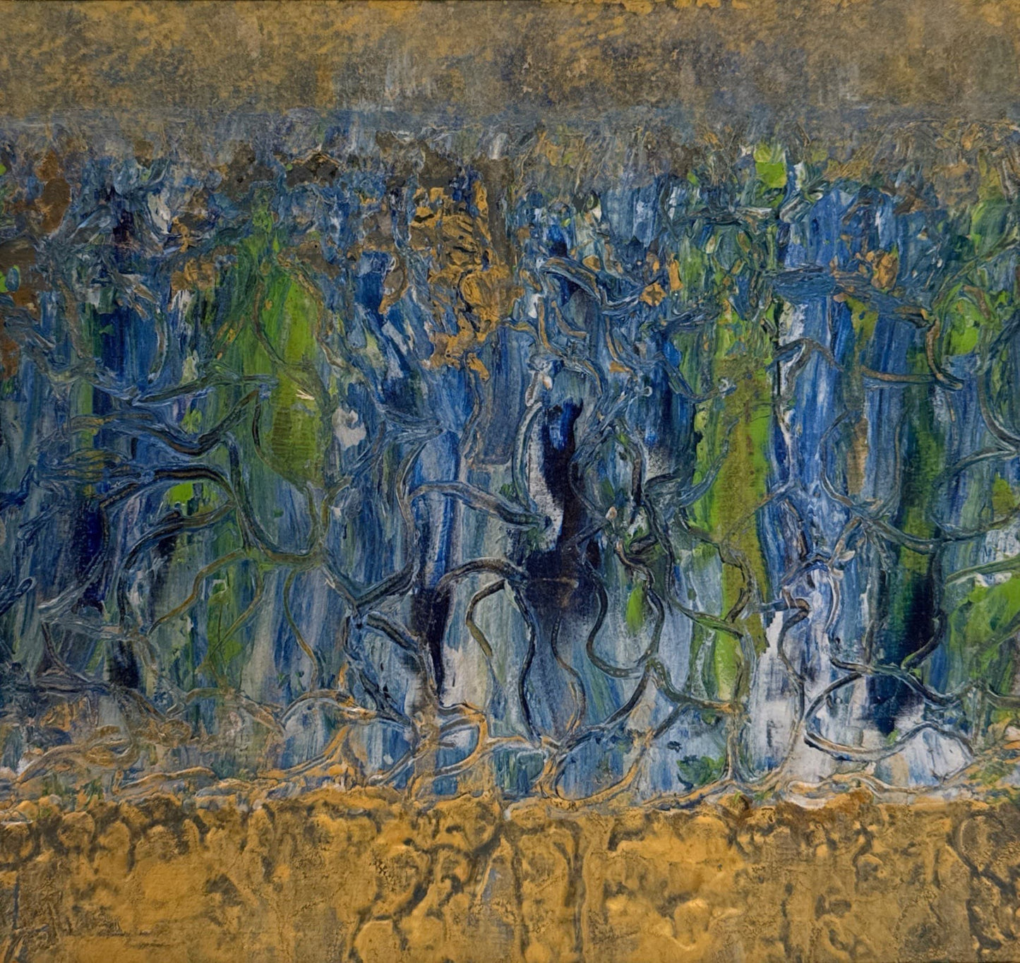 Untitled, Abstract Painting by Arjumand Faisel, Acrylic on Italian Tile, 9.5 x 9.5 inches