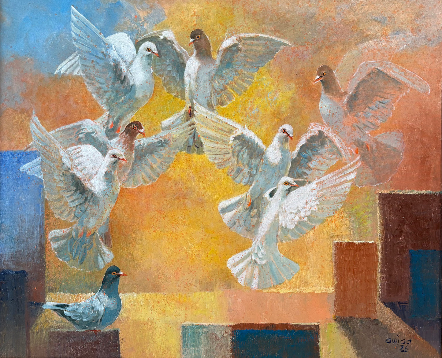 Untitled, Painting by Amjad Hussain, Acrylic on Canvas, 36 x 30 inches