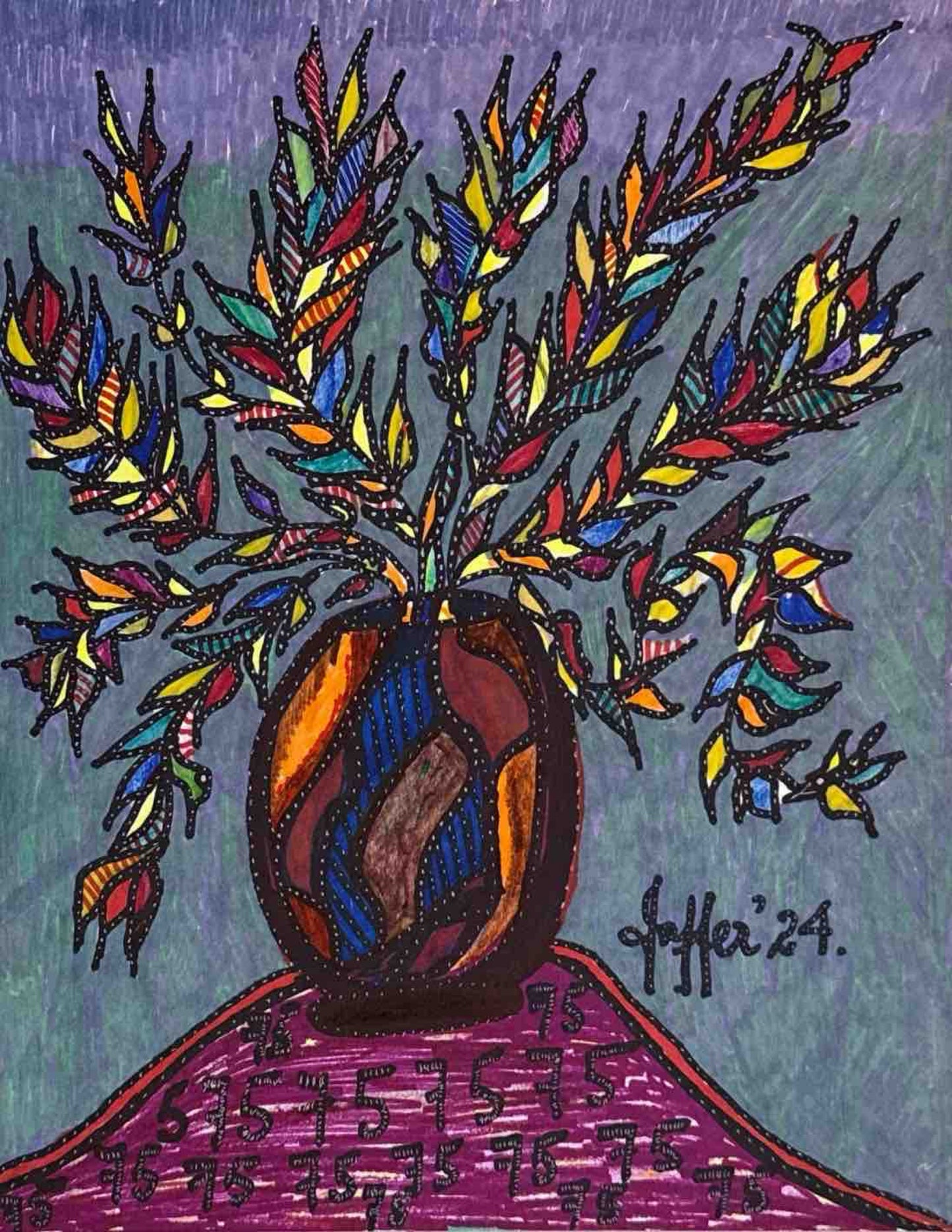 Untitled, Portrait Painting by Wahab Jaffer, Mixed Media on Paper, 8.5 x 12 inches