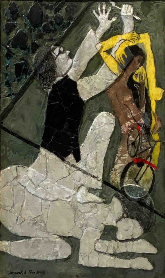 Untitled, Figurative Painting by Masood A Khan, Mixed Media on Board, 26 x 39 inches