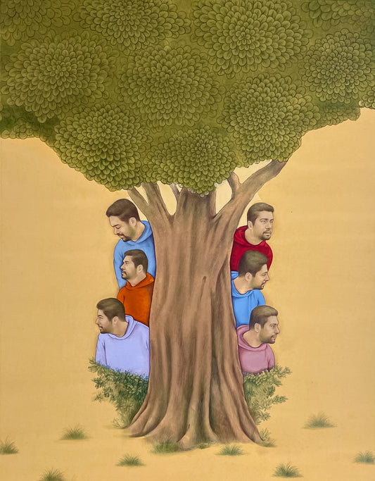 All That I am, Figurative Painting by Usama Ishaq, Gouache on Wasli, 12 x 15.5 inches