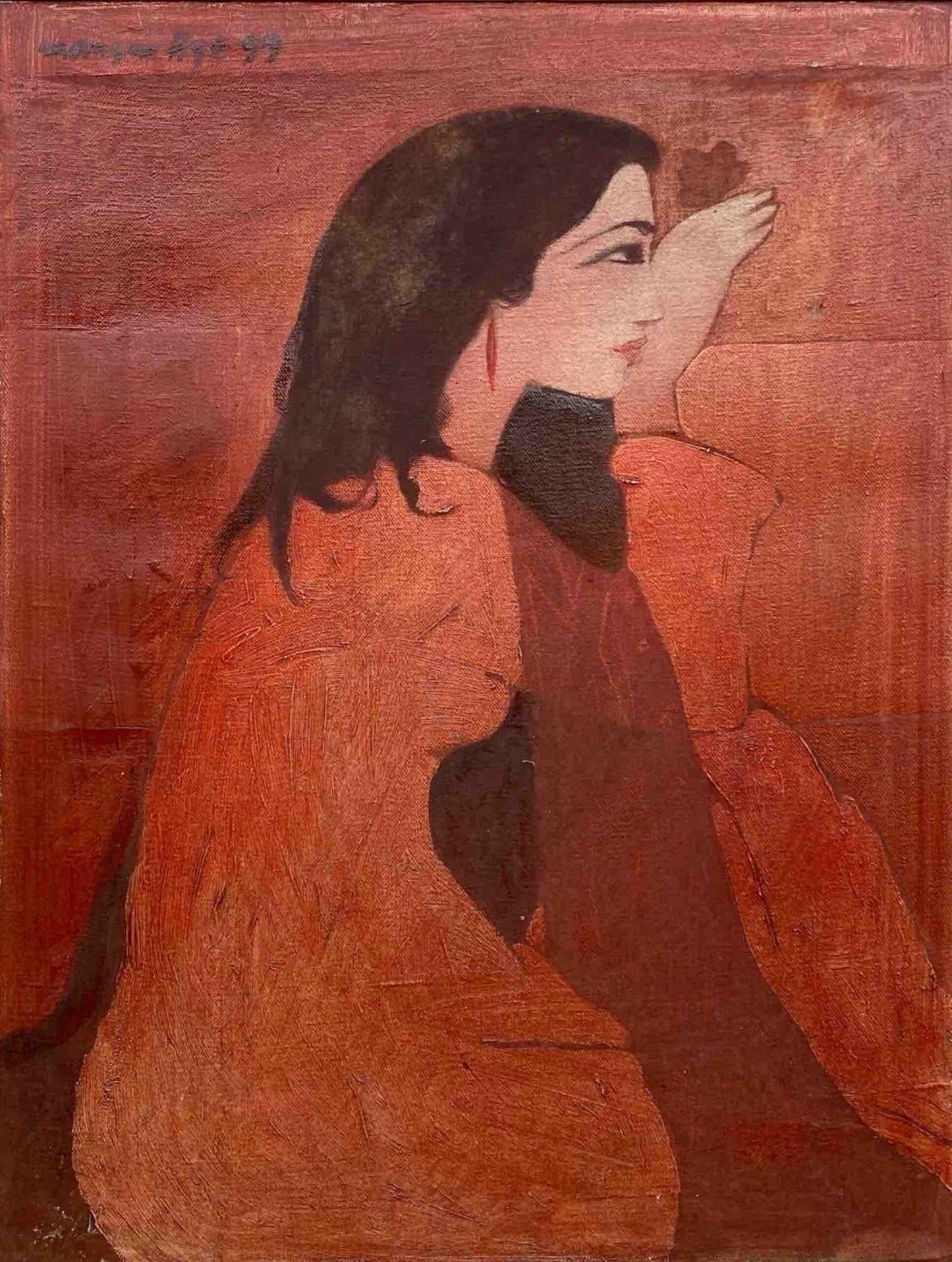 Untitled, Figurative Painting by Mansur Aye - 1994, Oil on Canvas, 18 x 24 inches.