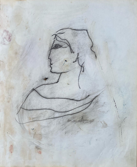 Untitled, Figurative Painting by Mansur Aye, Mixed Media on Paper, 7.5 x 9.5 inches