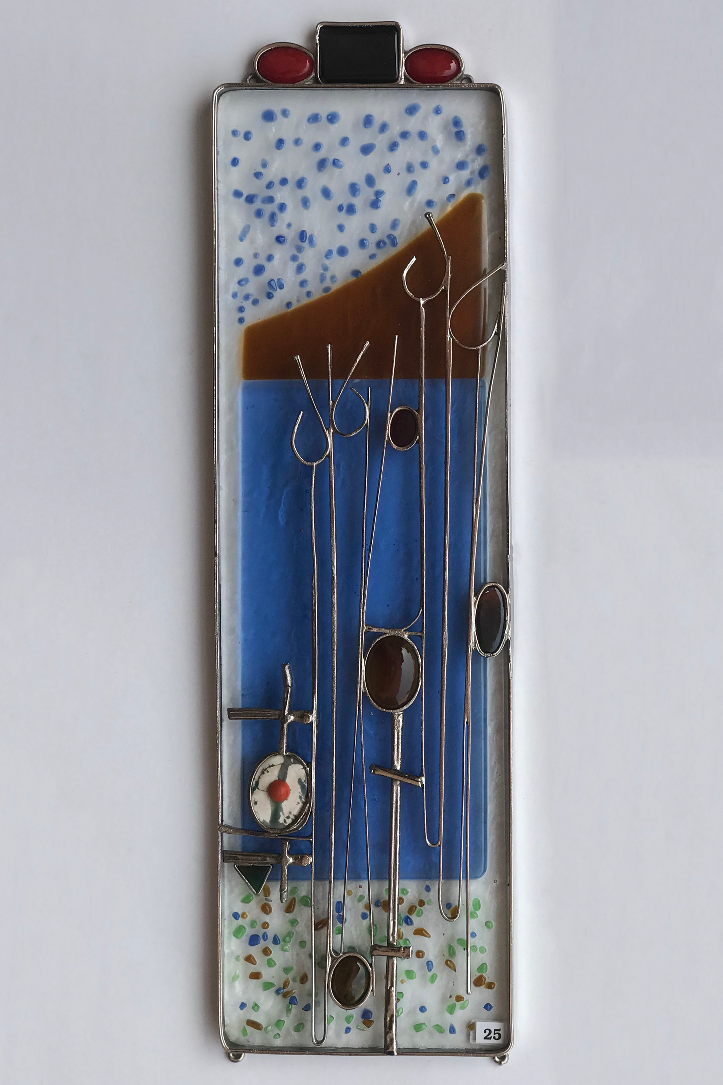"ALLAH"- (Wall Hanging), Calligraphy by Shakil Ismail, Metal and Glass Casting with Semi Precious Stones, 6 x 22 inches. (ONLY FOR SALE IN PAKISTAN)