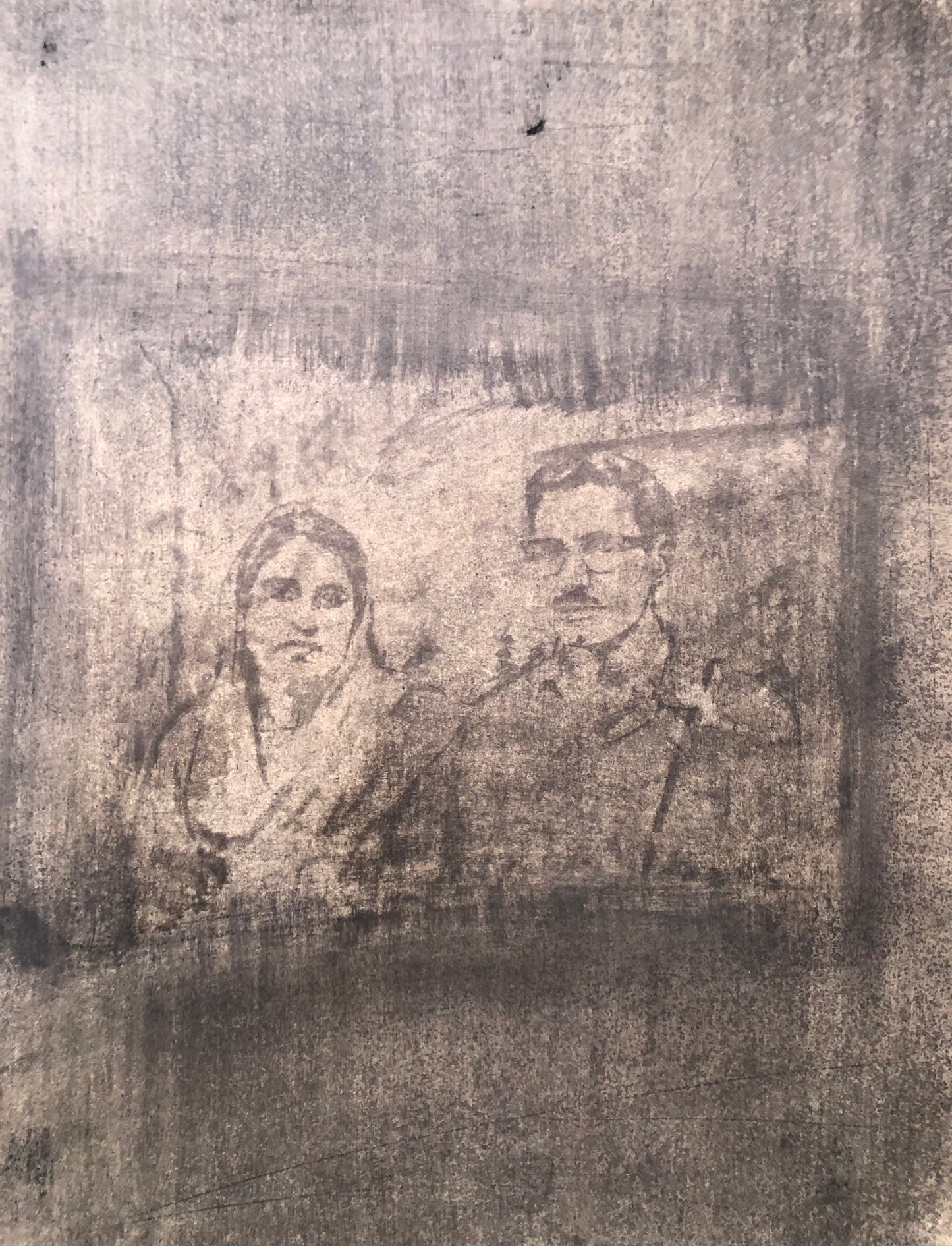 Black Album, Photo # 11, Figurative Painting by Hijab Rizwan, Charcoal on Canvas, 11 x 14 inches