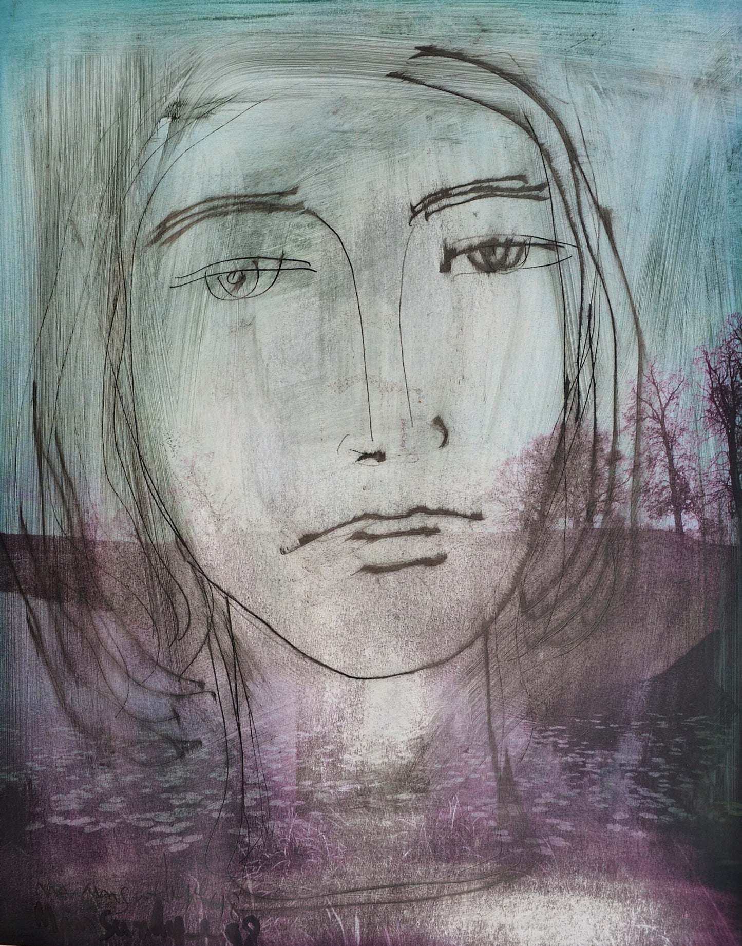 Untitled, Figurative Painting by Mansur Aye - 1998, Mixed Media on Paper, 7.5 x 9.5 inches.
