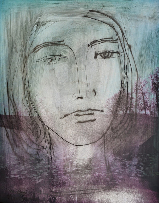 Untitled, Figurative Painting by Mansur Aye - 1998, Mixed Media on Paper, 7.5 x 9.5 inches.