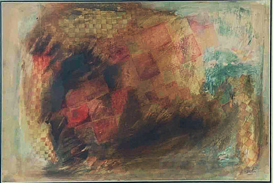 Untitled, Abstract Painting by Maqsood Ali, Oil on Paper, 21 x 14 inches.