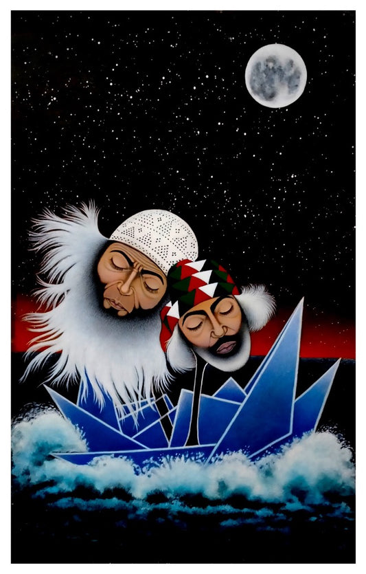 Untitled, Figurative Painting by Mutaib Shah, Acrylic on Wasli, 15 x 20 inches