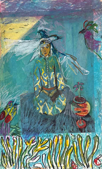 Matisse & Me, Figurative Painting by Farrukh Shahab, Mixed Media on paper, 9 x 14 inches