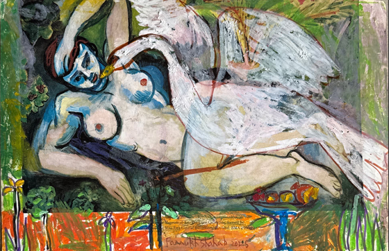 Matisse & Me, Figurative Painting by Farrukh Shahab, Mixed Media on paper, 9 x 14 inches