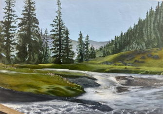 Untitled, Landscape Painting by Rabia Riaz, Gudrung on Wasli, 4.7 x 6.7 inches