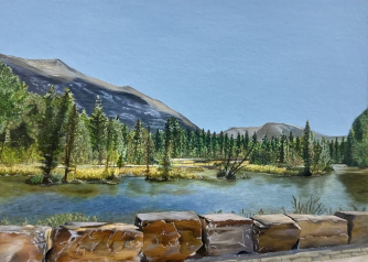 Untitled, Landscape Painting by Rabia Riaz, Gudrung on Wasli, 5.5 x 7 inches