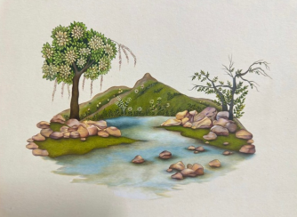 Untitled, Landscape Painting by Rabia Riaz, Gudrung on Wasli, 6.3 x 7.8 inches