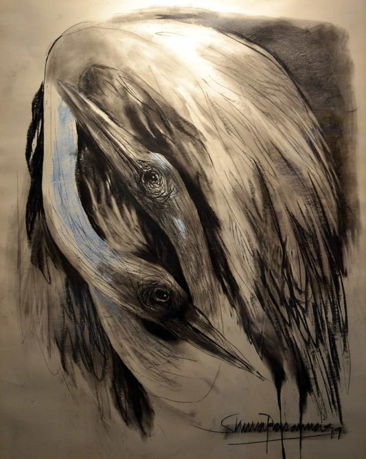 Untitled, Animal Painting by Shuvaprasanna, Mixed Media on Paper, 22 x 28 inches.