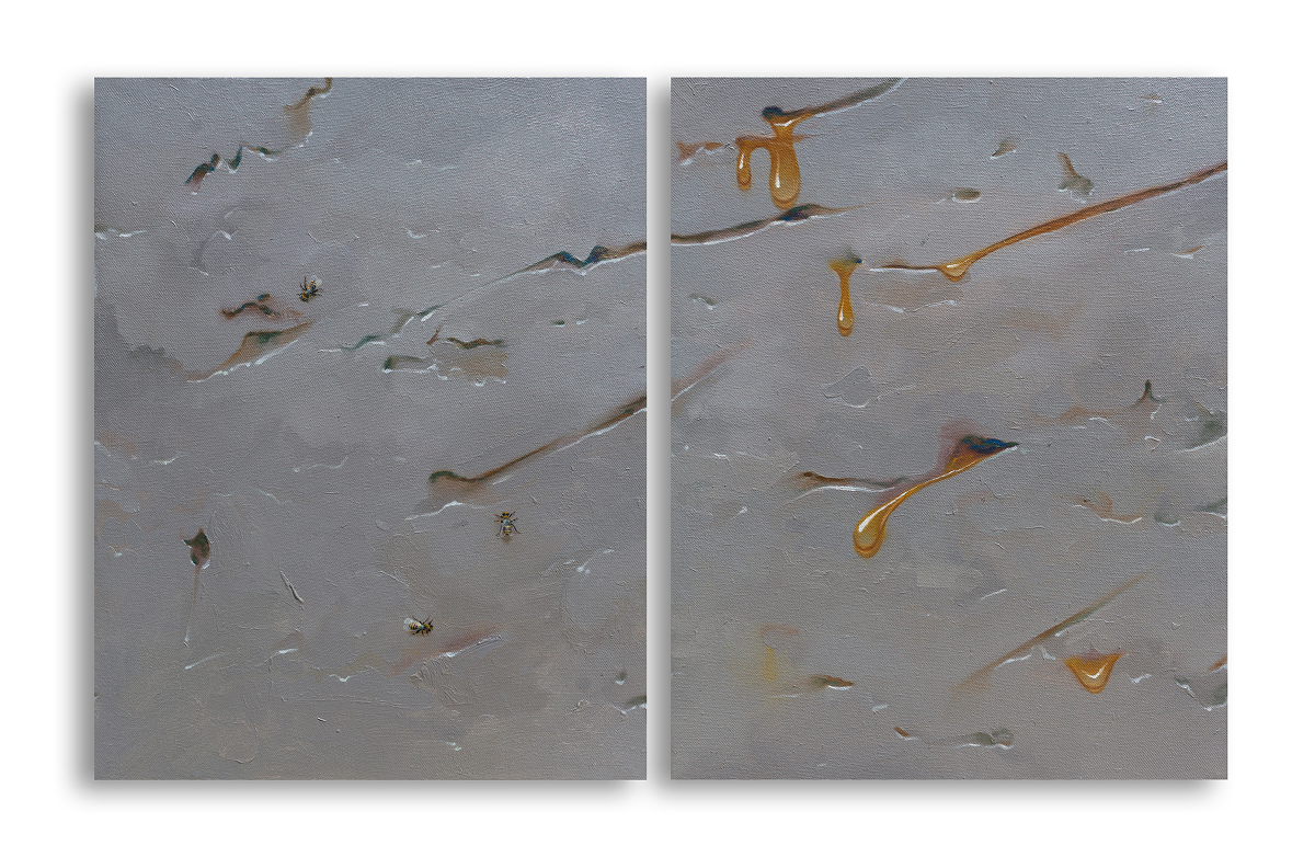 The Irony (Diptych), Painting by Sundeep Kumar, Oil on Canvas, 24 x 16 inches